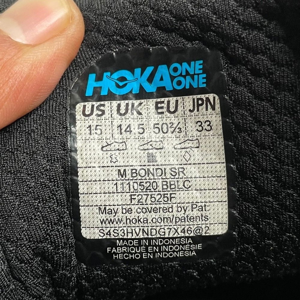 Hoka One One Bondi SR Slip Resistant Shoes Mens 15 Triple Black Leather Cushion - Picture 10 of 10